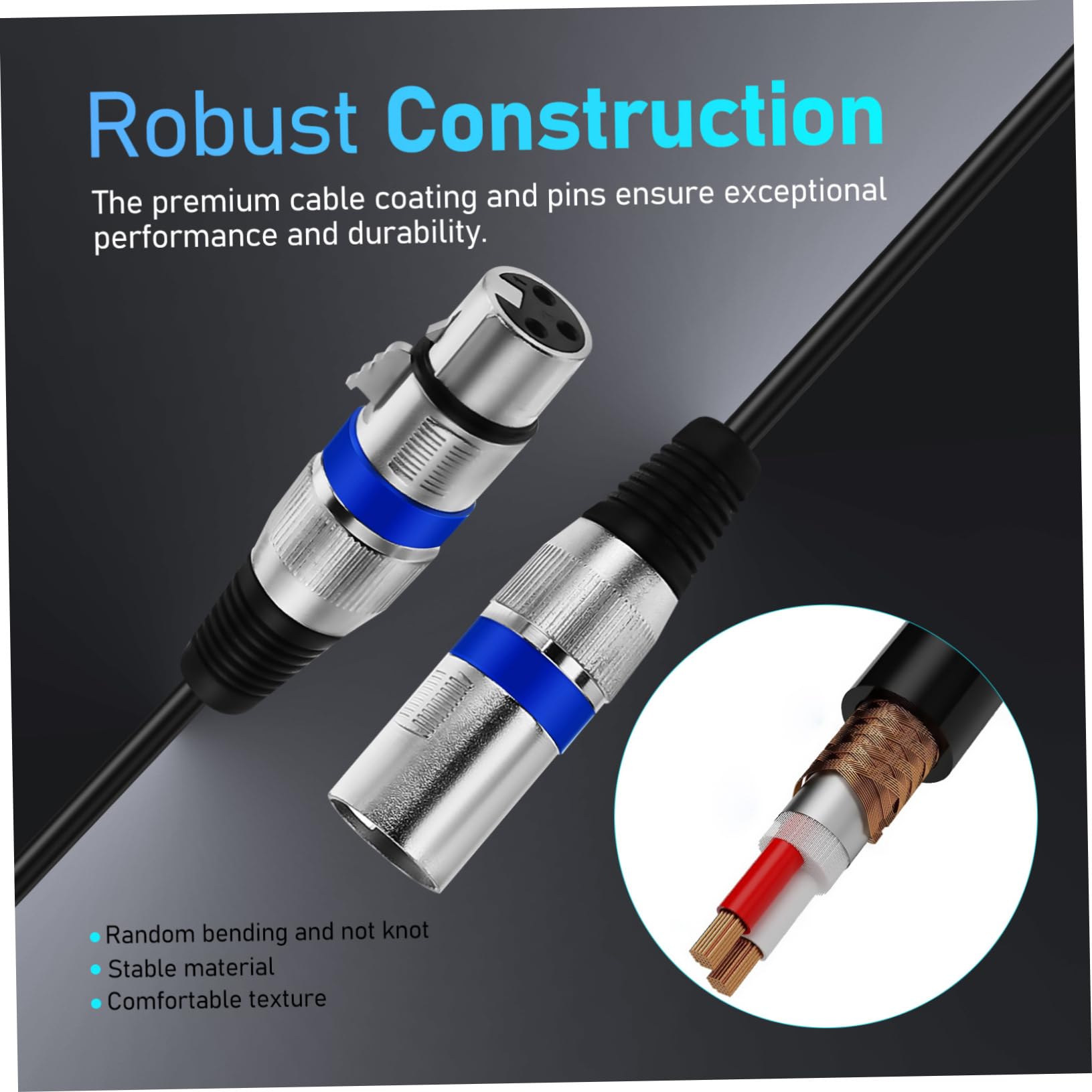 Toyvian 6 sztuk metalowa obudowa, podwójnie ekranowany drut Xlr kabel kabel mikrofonowy Xlr kabel mikrofonowy Xlr Audio mikrofon kabel wtyczka xlr na gniazdo kabel mikrofon przewód