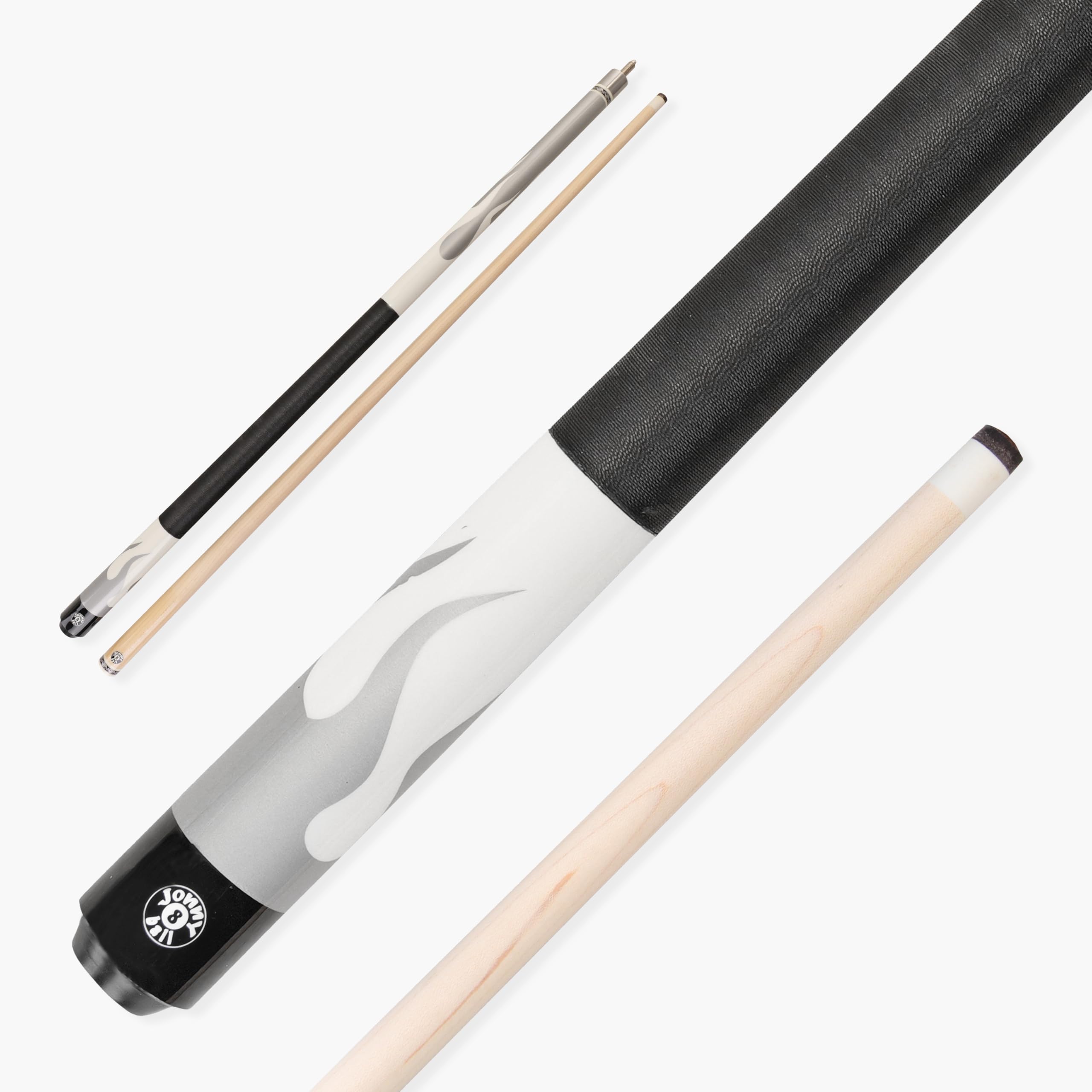 Jonny 8 Ball 58 Inch FLAME 2 Piece Steel Joint Snooker Pool Cue with Maple Shaft & 11mm Tip - American Style