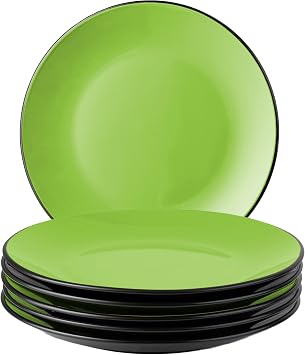 MIAMIO 6 x Plate/Dinner Plate Set Stoneware Ceramic Tableware Set - Le Papillon Collection Green, 10 Inch