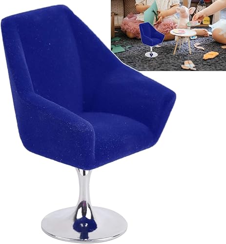 Miniatura 3 de Agatige Silla en miniatura, silla flocada giratoria, muebles de casa de muñecas para accesorios de casa de muñecas en miniatura 112 (rosa)