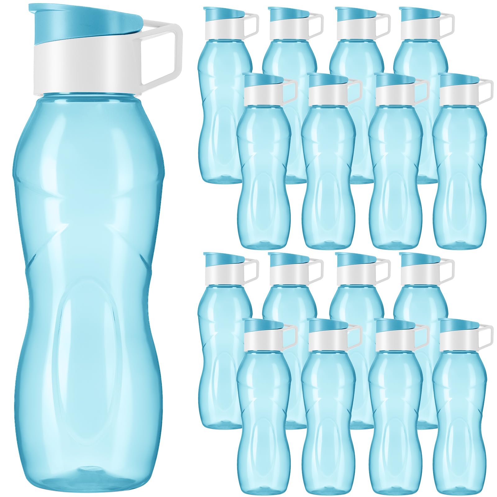 10 Pack Sports Water Bottle Reusable Leakproof Plastic Water Bottles Bulk 24 Oz Wide Mouth Clear Water Bottles for School Drink Bottle with Handle for Cycling Hiking Gym Yoga