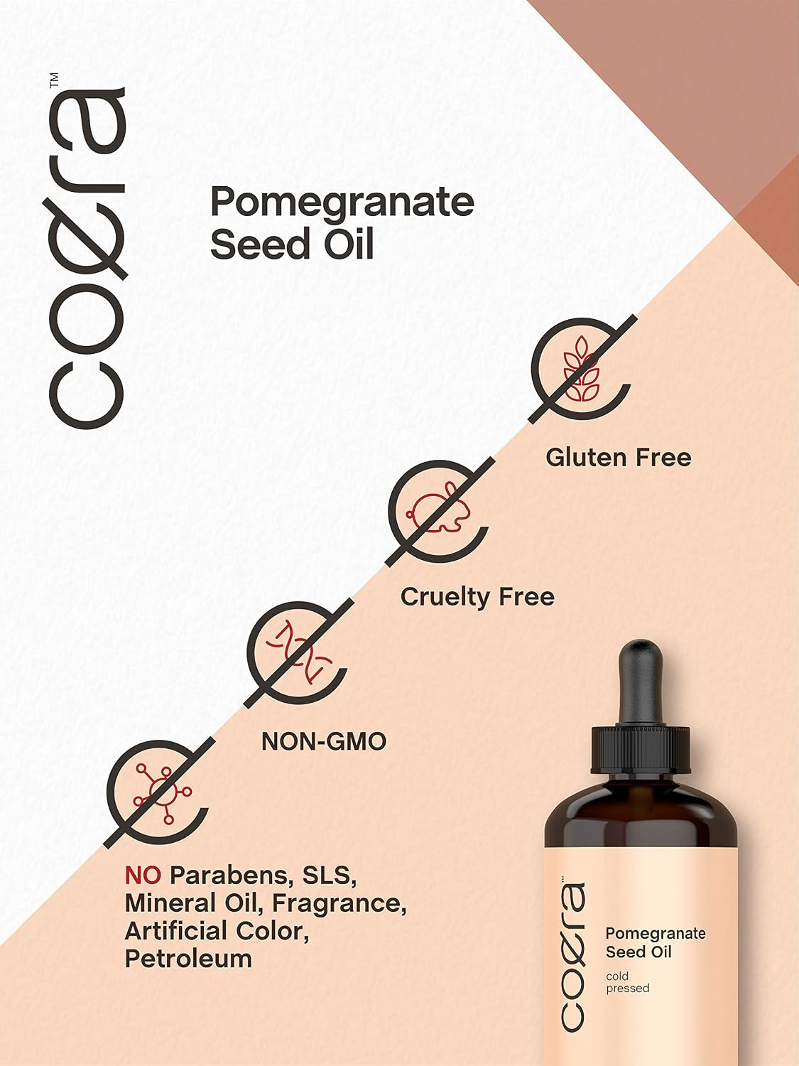 Pomegranate Seed Oil 4 oz (2 x 2 oz) | For Face & Hair | Promotes Clear Looking Skin, and Reduces Appearance of Fine Lines and Wrinkles | Non Comedogenic & Cold Pressed | SLS & Paraben Free | By Coera
