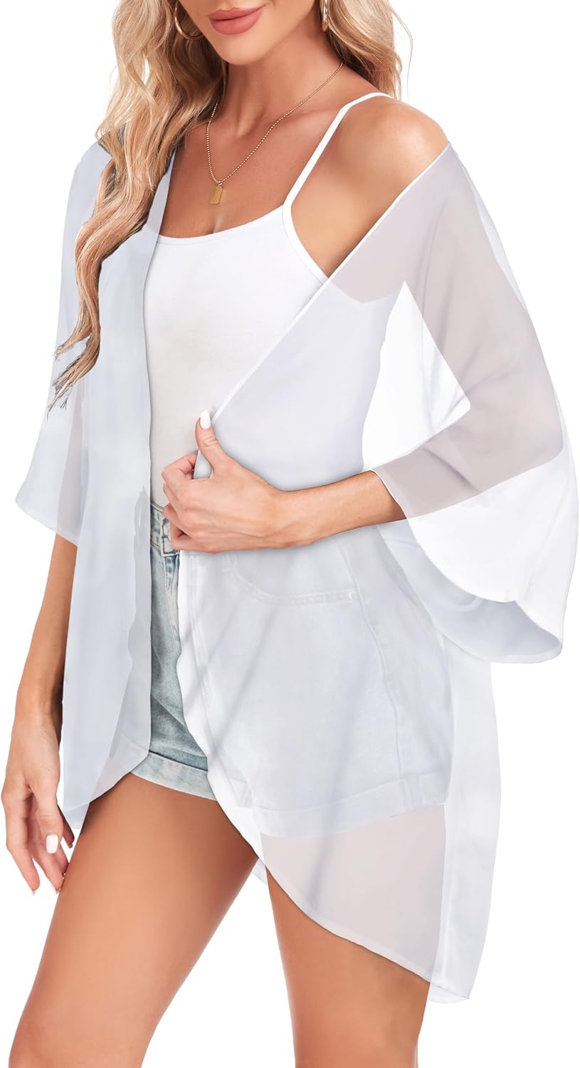 Women Kimono Cardigans Summer Cover Up Hawaiian Shirts Floral Print Tops
