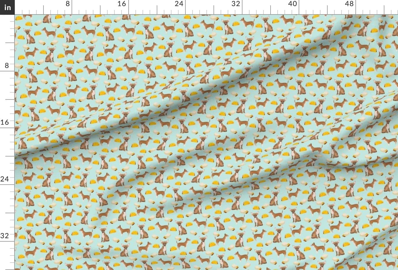 Spoonflower Fabric - Chihuahua Food Taco Dogs Pet Cute Tacos Burritos Novelty Print Printed on Upholstery Velvet Fabric Fat Quarter - Upholstery Home Decor Bottomweight Apparel