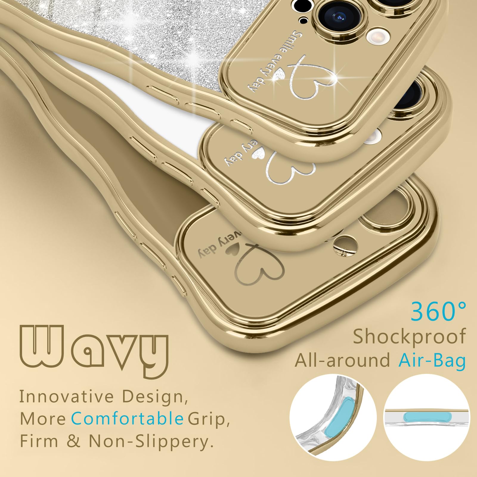 Teageo Cute Heart Pattern Curly Phone Case for iPhone 15 Pro Max - Image 4