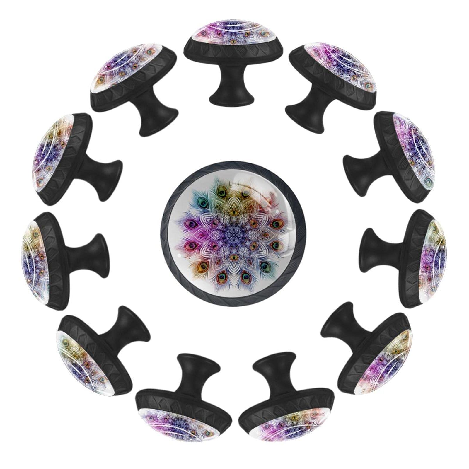 Boutons de tiroir paon mandala lot de 12 pièces 35 mm pour relooker vos commodes et placards de chambre