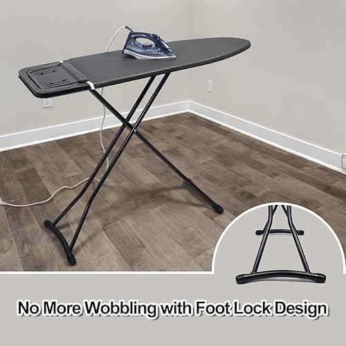 Miniatura 5 de Duwee Tabla de planchar de 15 x 38 pulgadas con cubierta resistente al calor y almohadilla de fieltro gruesa, tabla de planchar con soporte de