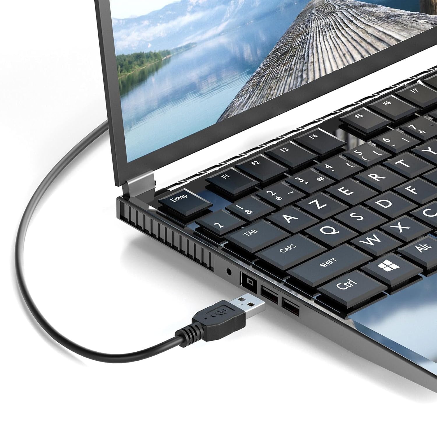 SANCY USB Y Cable 2 A to Mini B – USB 2.0 Dual Power and Data Cord – 35cm for External HDD, Digital Camera, Card Reader – Black