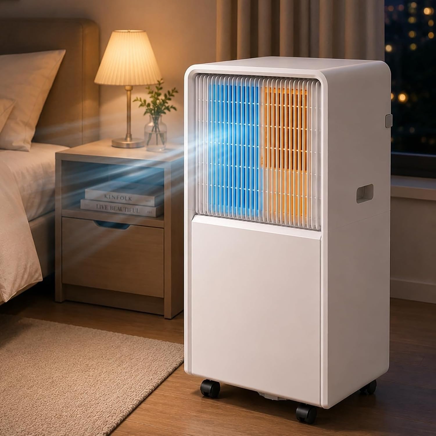 Przenośny klimatyzator 14000 BTU 4w1 z pilotem, tryb 4 tryby + timer 24h, zestaw z rurą wydechową, cichy do sypialni
