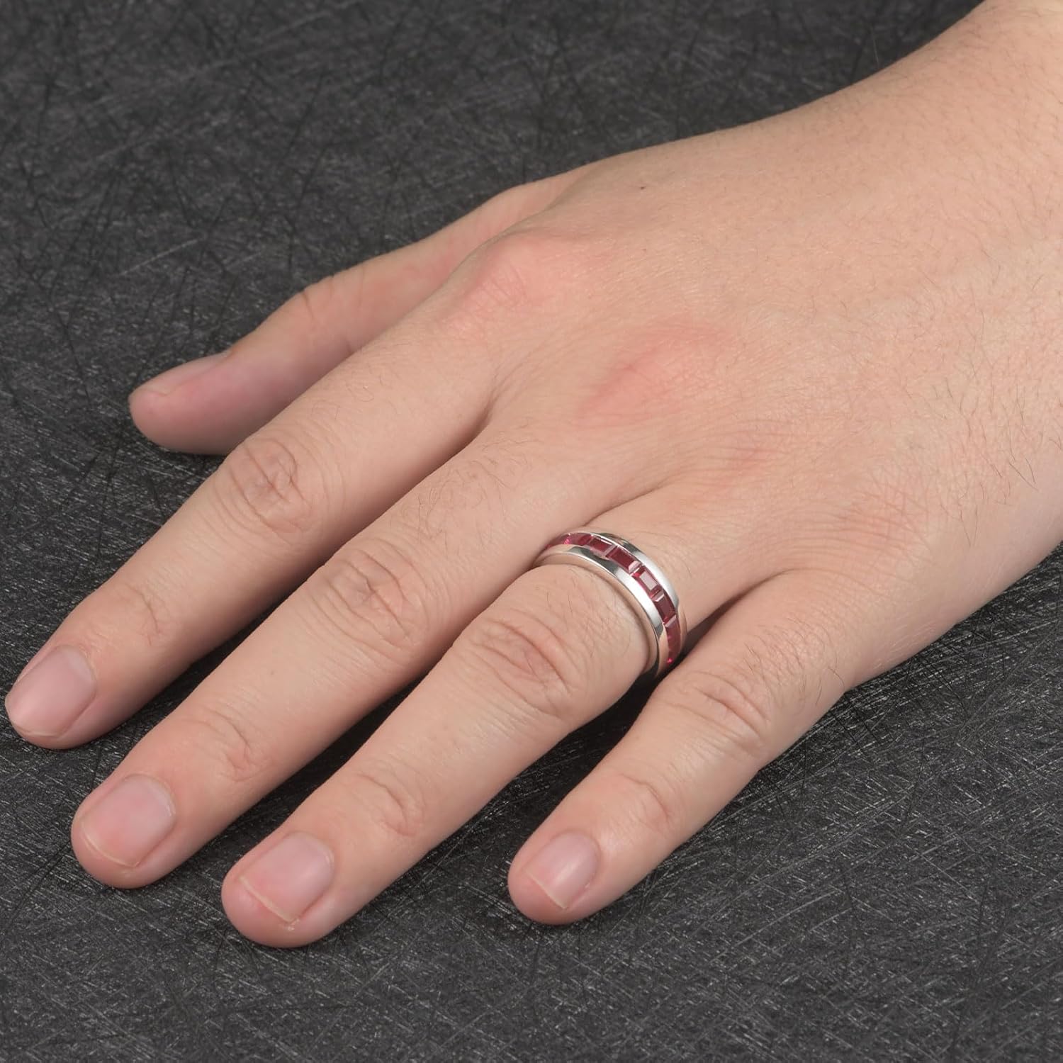 Emerald Ring For Men Eternity Wedding Band 925 Sterling Silver 19 Emerald Cut Gemstone Promise Ring For Him Size 7-14