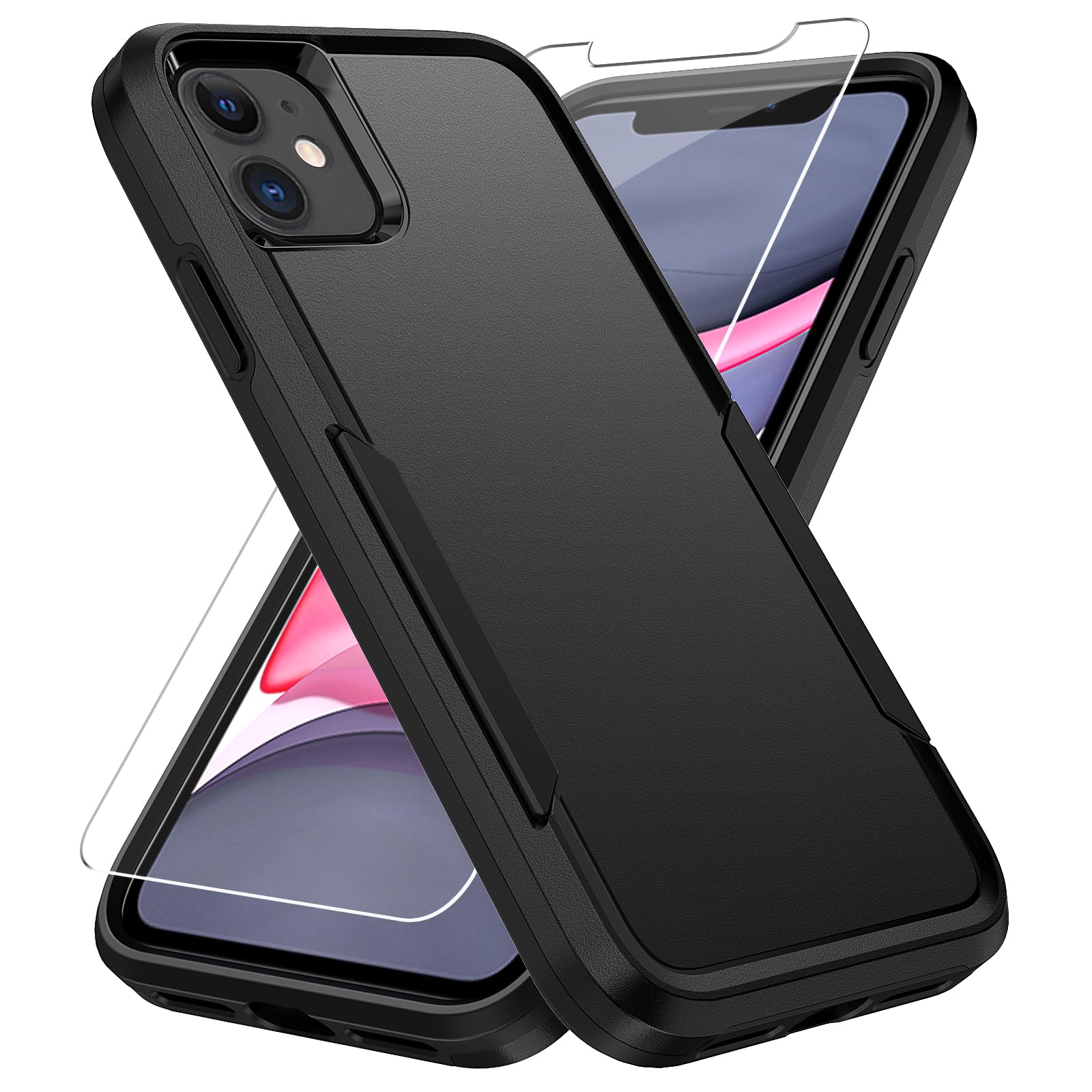 Warsia for iPhone 11 Case, with Screen Protector,[Military Grade Drop Tested] Heavy-Duty Tough Rugged Shockproof Protective Case for iPhone 11 6.1