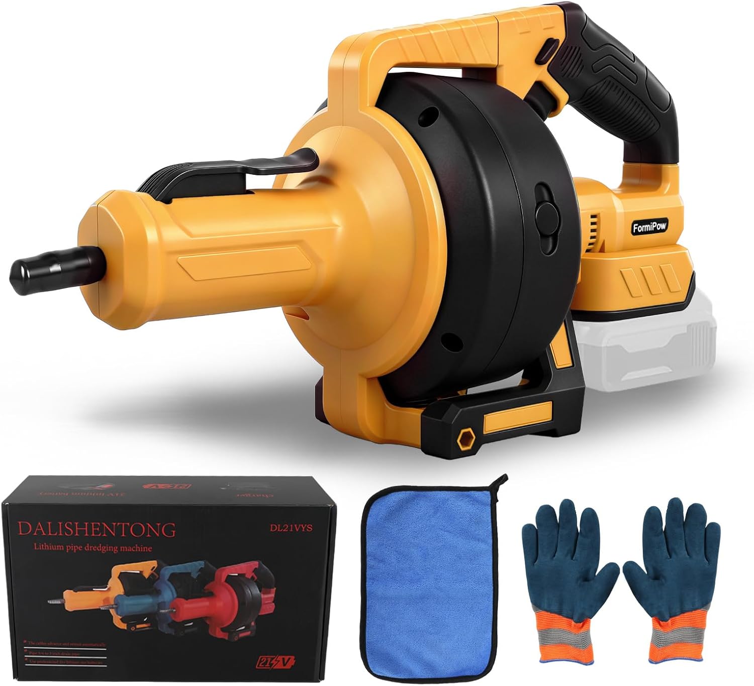 Cordless Drain Auger Compatible with Dewalt 20V Battery, Auto-Feed Plumbing Drain Snake with 23.62FT Replaceable Cable, Drain Clog Cleaner Tool for Sink, Toilet, Bathtub