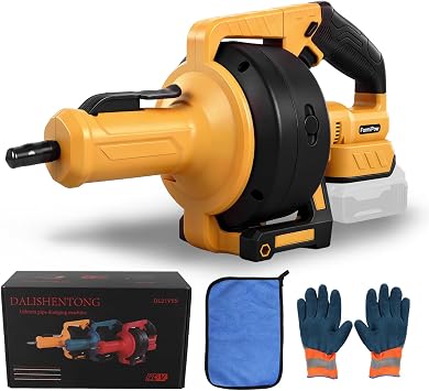 Cordless Drain Auger Compatible with Dewalt 20V Battery, Auto-Feed Plumbing Drain Snake with 23.62FT Replaceable Cable, Drain Clog Cleaner Tool for Sink, Toilet, Bathtub No Battery