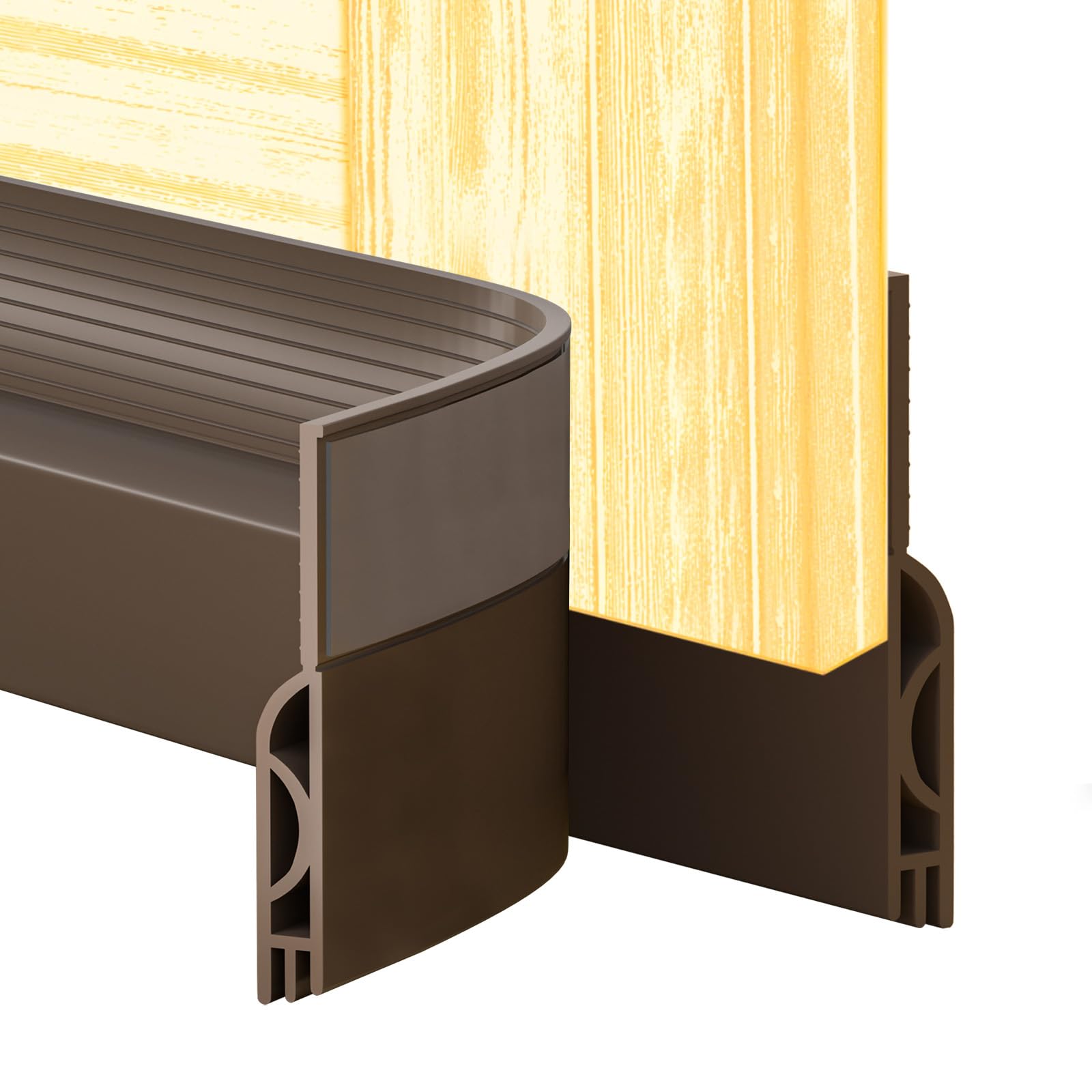 Door Draft Stopper,Door Sweep for Bottom of Doors,Weather Stripping Seal Draft Guard Blocker Noise Cold Air Insulation Soundproofing for Exterior Interior Home Improvement(Brown, 39")