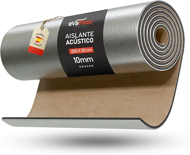 EVAFLOOR Aislante Térmico Autoadhesivo 250x50 cm - 10mm Grosor para Coches y Furgonetas