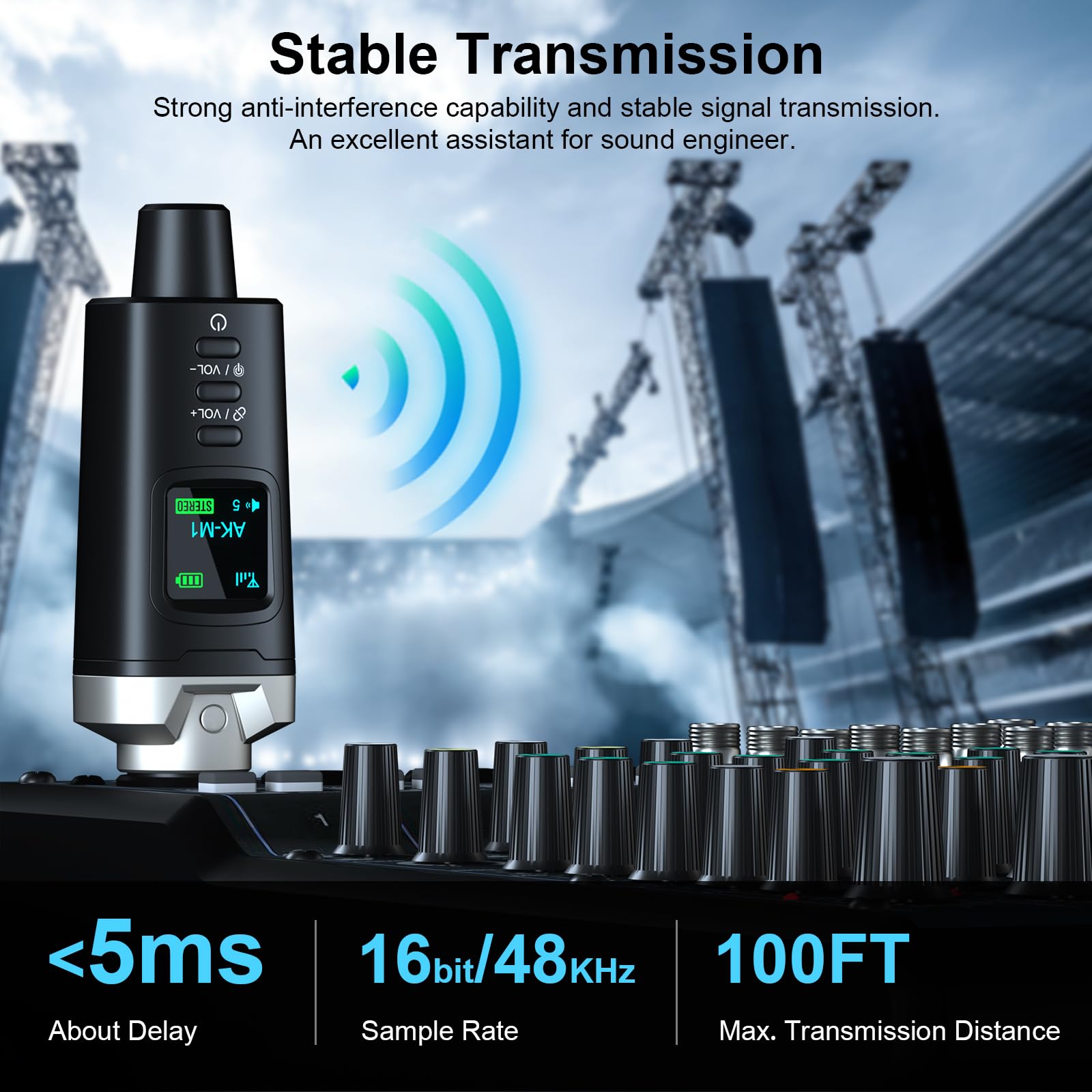 Aokeo Ricevitore Bluetooth XLR, adattatore Bluetooth wireless ad alta fedeltà per altoparlanti, sistemi PA, mixer, apparecchiature DJ