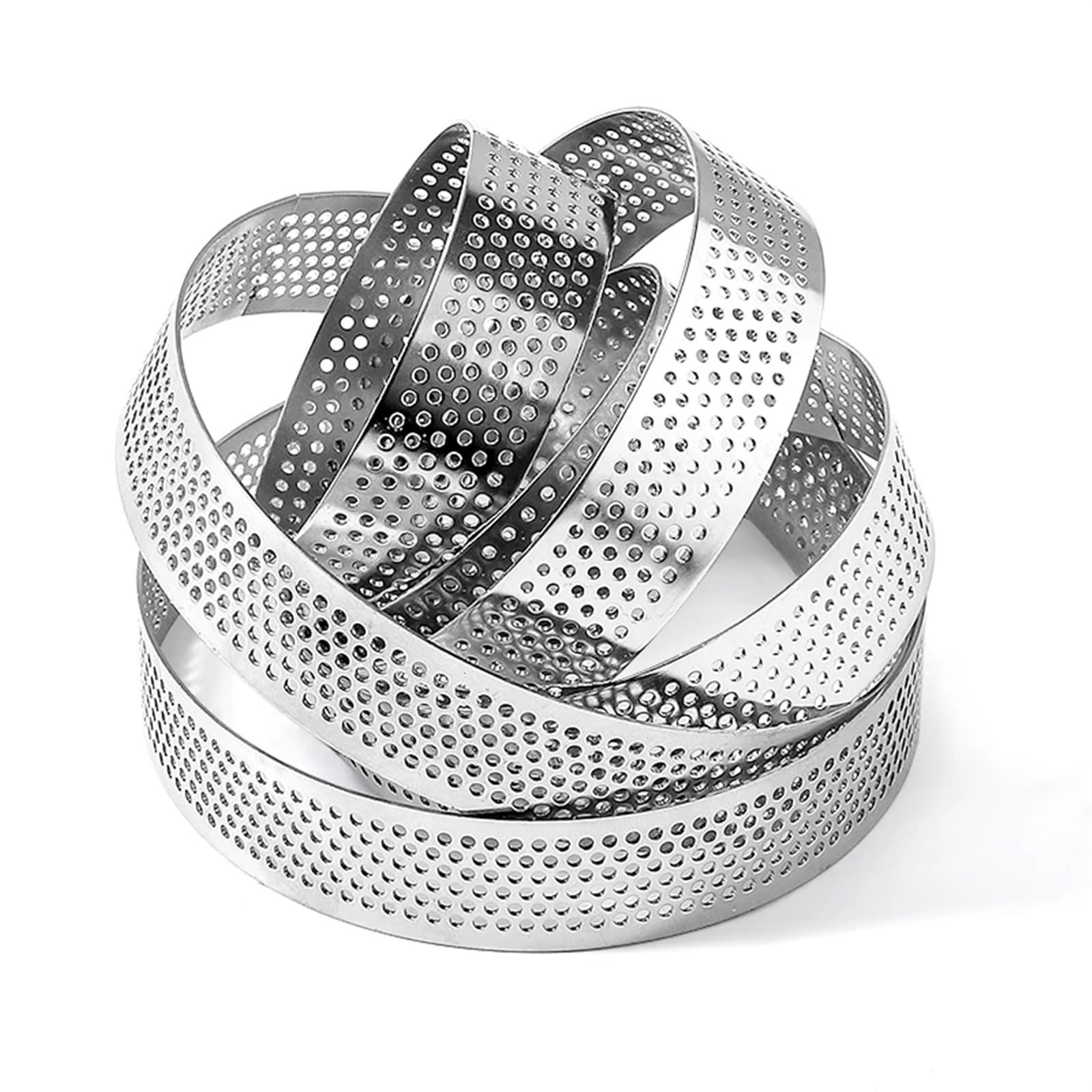 Moule à Tarte Rond perforé en Acier Inoxydable for Tarte aux Fruits, Moule à tartelettes for la Cuisson, moules à gâteaux à Dessert DIY, Outils de Cuisine Anneau De Tarte(2PCS 10CM)