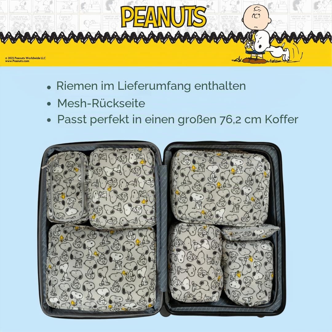 Franco Collectibles Peanuts Snoopy Beauty, 7-teiliges weiches Aufbewahrungs-Organisations-Reise-Set (offizielles Lizenzprodukt)