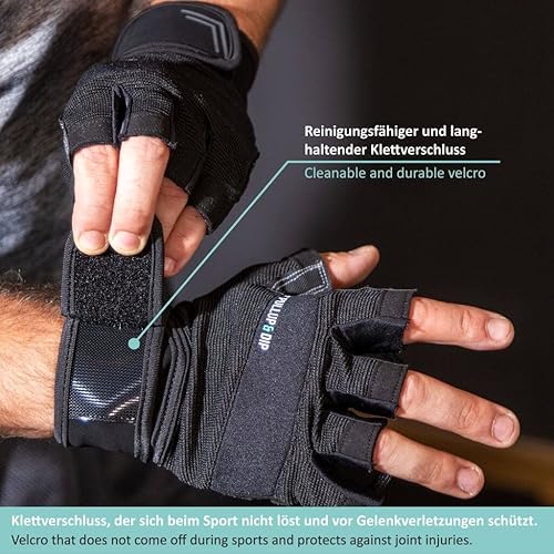 Miniatura 5 de PULLUP & DIP Guantes de entrenamiento para levantamiento de pesas, guantes de fitness con vendaje de muñeca para hombres y mujeres, guantes de