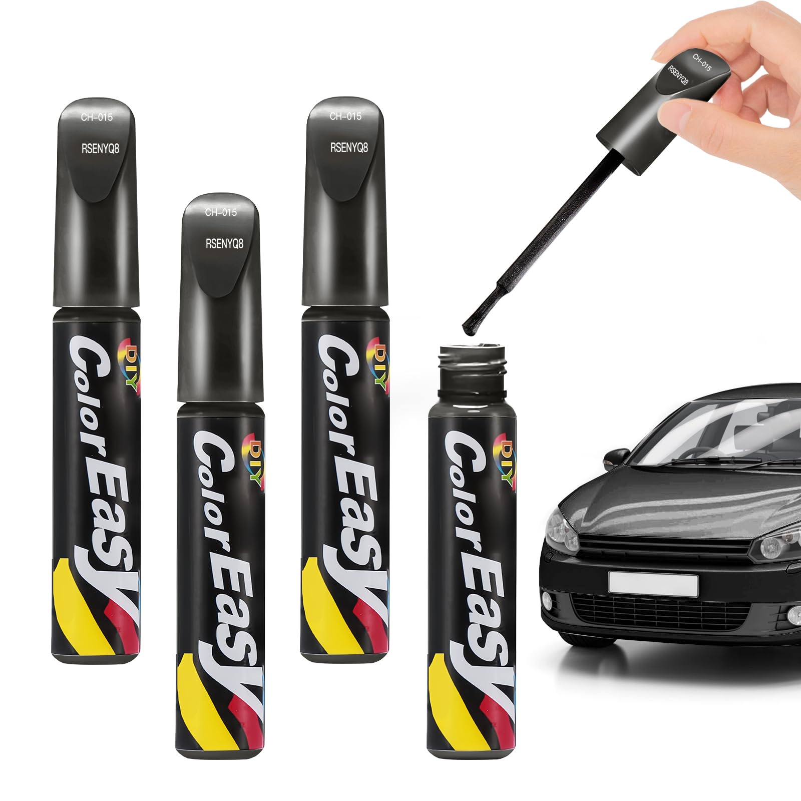 Pardofelis 4 Stück Lackstift Auto Schwarz, 12ml Auto Reparatur Lack Auto Pinsel, Auto Kratzer Reparatur Stift, Lackreparaturstift für Auto Kratzer Reparatur