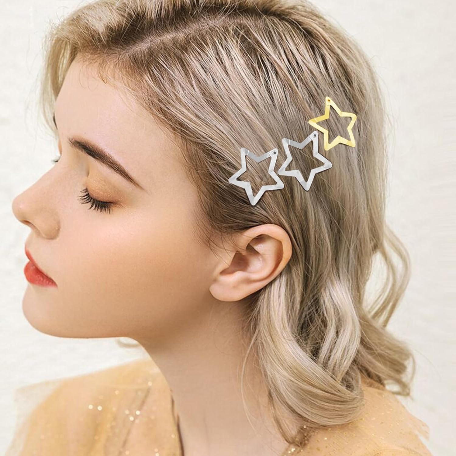 Star Hair Clips 2000s Y2K Snap Hair Barrettes Non Slip Star Hair Accessories Gold Silver Metal Hair Clips for Girls Women -30 PCS 1.18" - Image 7