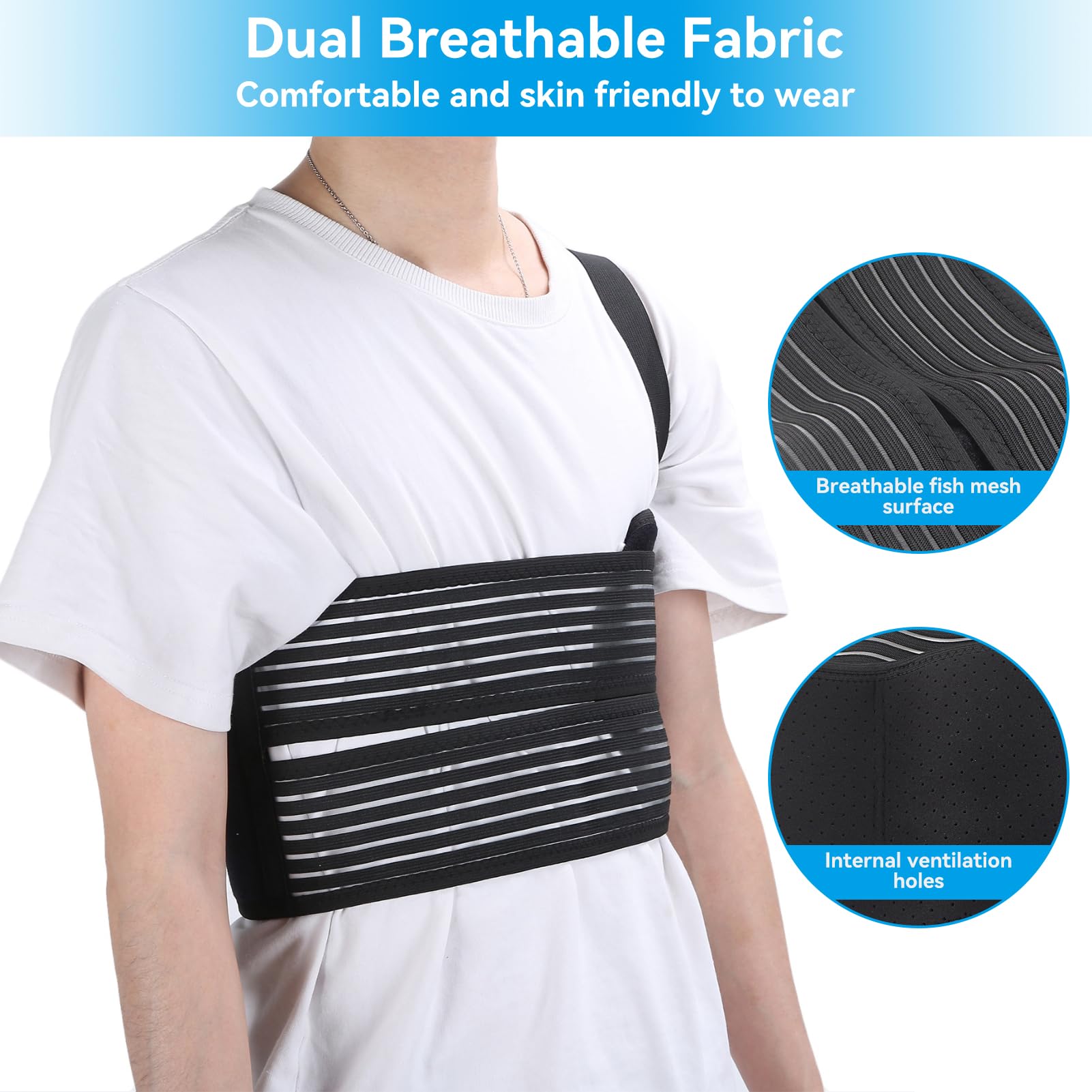 Cintura legante per lesioni alle costole, fascia elastica per cintura toracica per costole rotte da lesioni per costole incrinate, fratturate, lussate e post-operatorie(L)