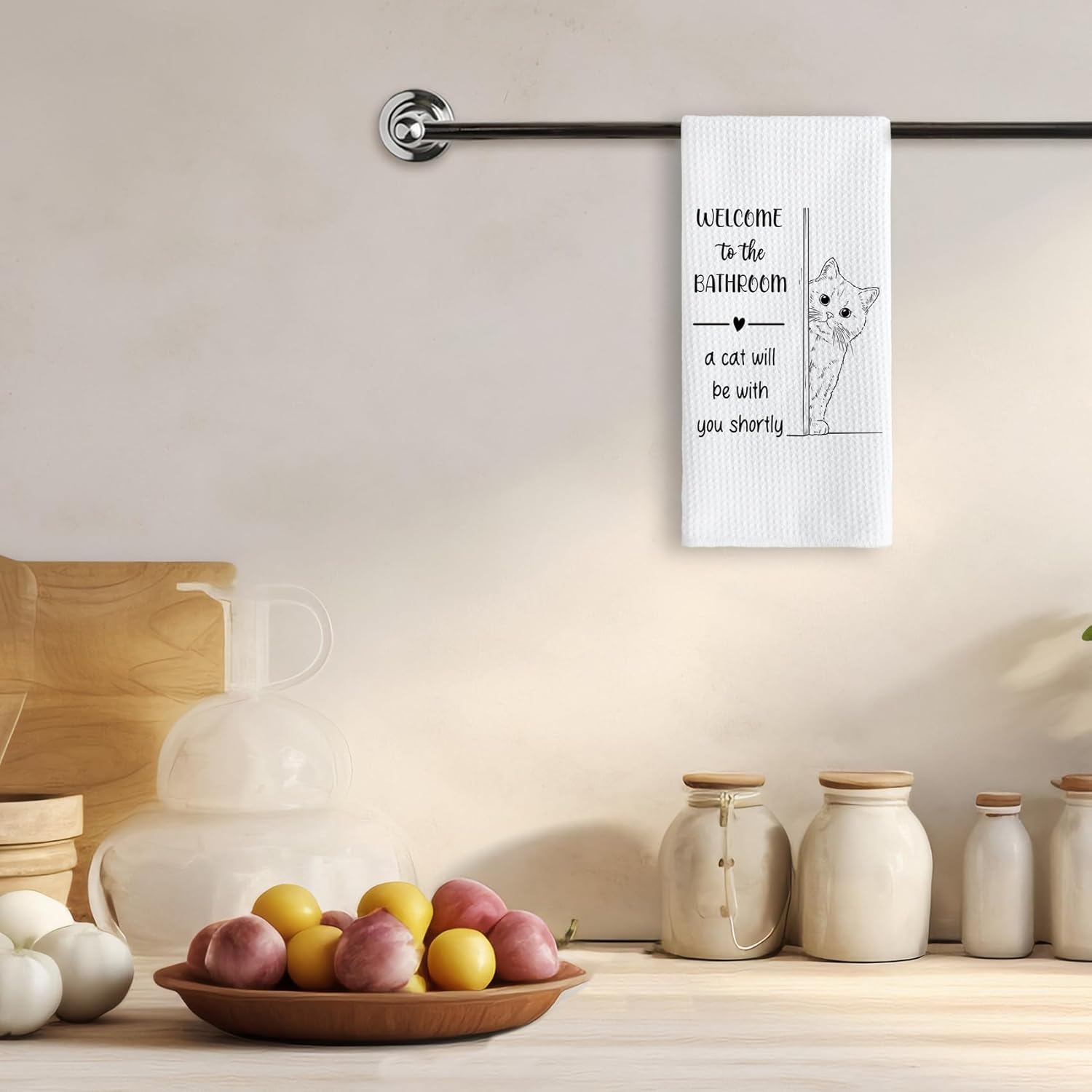 TNUW Funny Cat Bathroom Hand Towels 16x24 Inch, Cat Mom Lady Lovers Owner Gifts for Women Decorative Hand Towels for Women Bathroom Washroom Toilet Decor, Pet Lover Gifts - Image 2