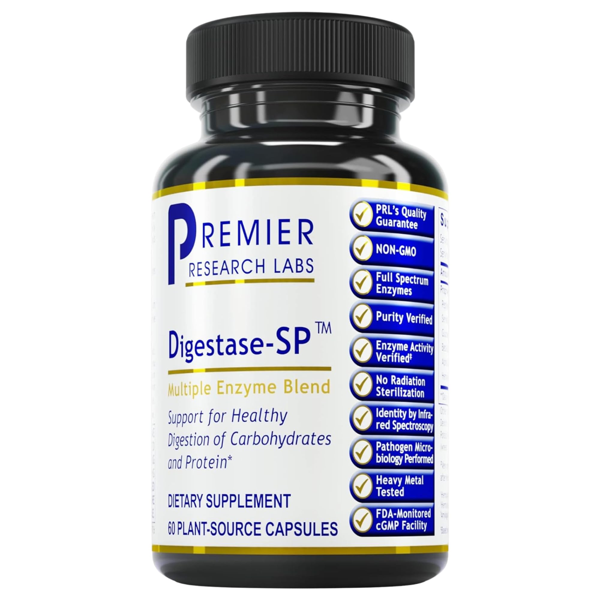 Premier Research Labs Digestase-SP - Enzymes for Digestion, Fermented Digestive Enzymes for Women & Men, Gut Health Support Pills with Peptidase, Hemicellulase - 60 Vegetarian Capsules