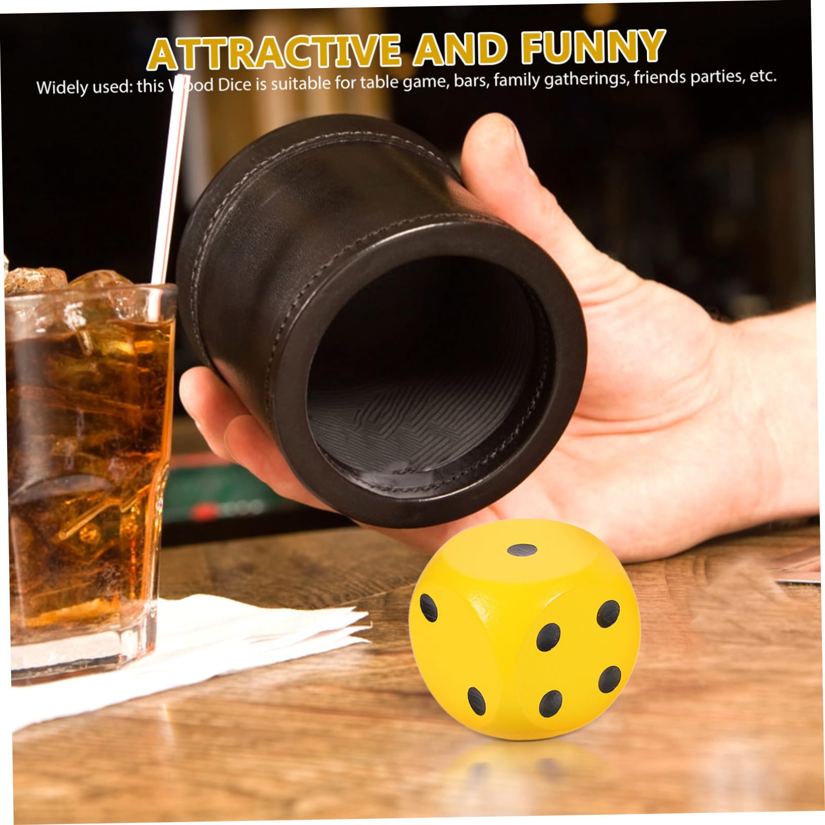 BESPORTBLE Dés de Jeu en Bois 3 Pièces Jaunes, Standard pour Jeux de Table