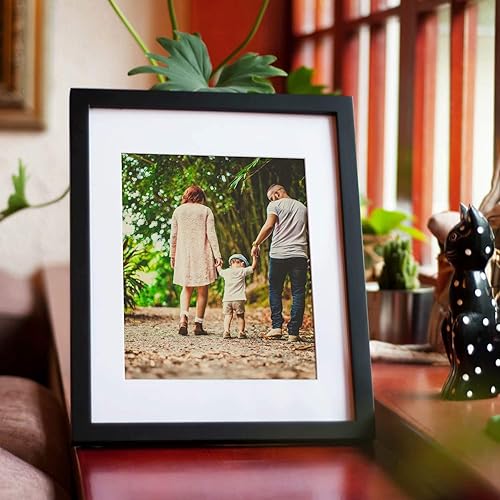 Miniatura 4 de KINLINK Portarretratos de 8 x 10 pulgadas, color negro, marcos de madera maciza con plexiglás acrílico para fotos de 4 x 65 x 7 con paspartú o de 8