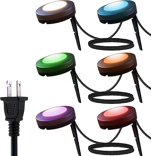 UltraPro 60769 - Luces LED de paisaje, cambio de color, grande, 6 discos, 48 pies, iluminación exterior, patio, terraza, balcón, jardín, pasarela,