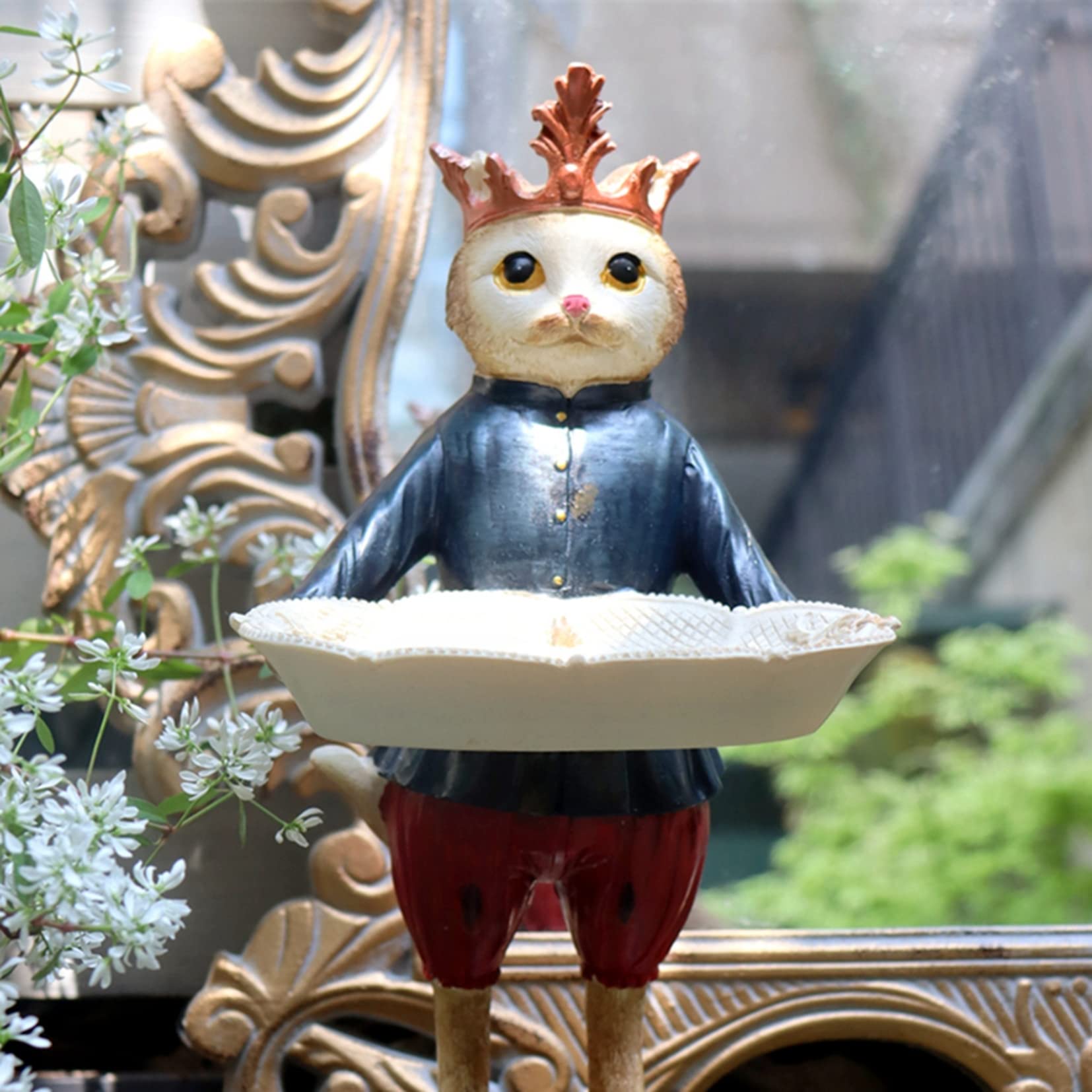 Amazon.co.jp: 皿を捧げる猫さん 置物 面白い 誕生日プレゼント