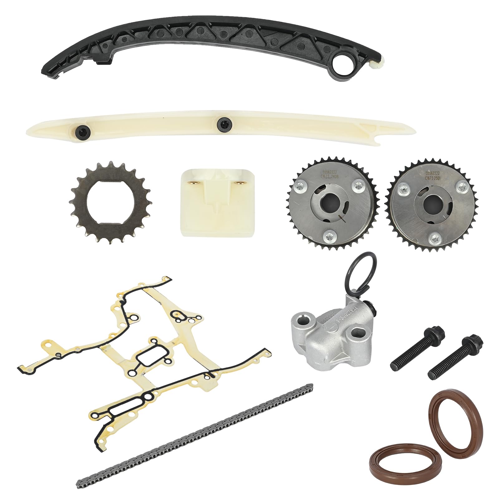 Timing Chain Kit & Timing Cover Gasket for 2011-2015 Chevy Volt/Cruze/Sonic & Buick Encore/Cadillac ELR 1.4L Turbo - OE# 55353997, 55353999, 55355345,55562234