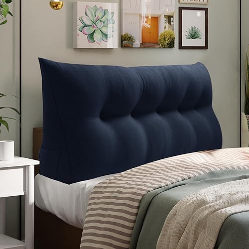 Vista 157 de WOWMAX Almohada de cabecera tamaño Queen Triangular Almohada de cuña para cabecero, almohada grande para cama con funda extraíble, 85% lino 15%