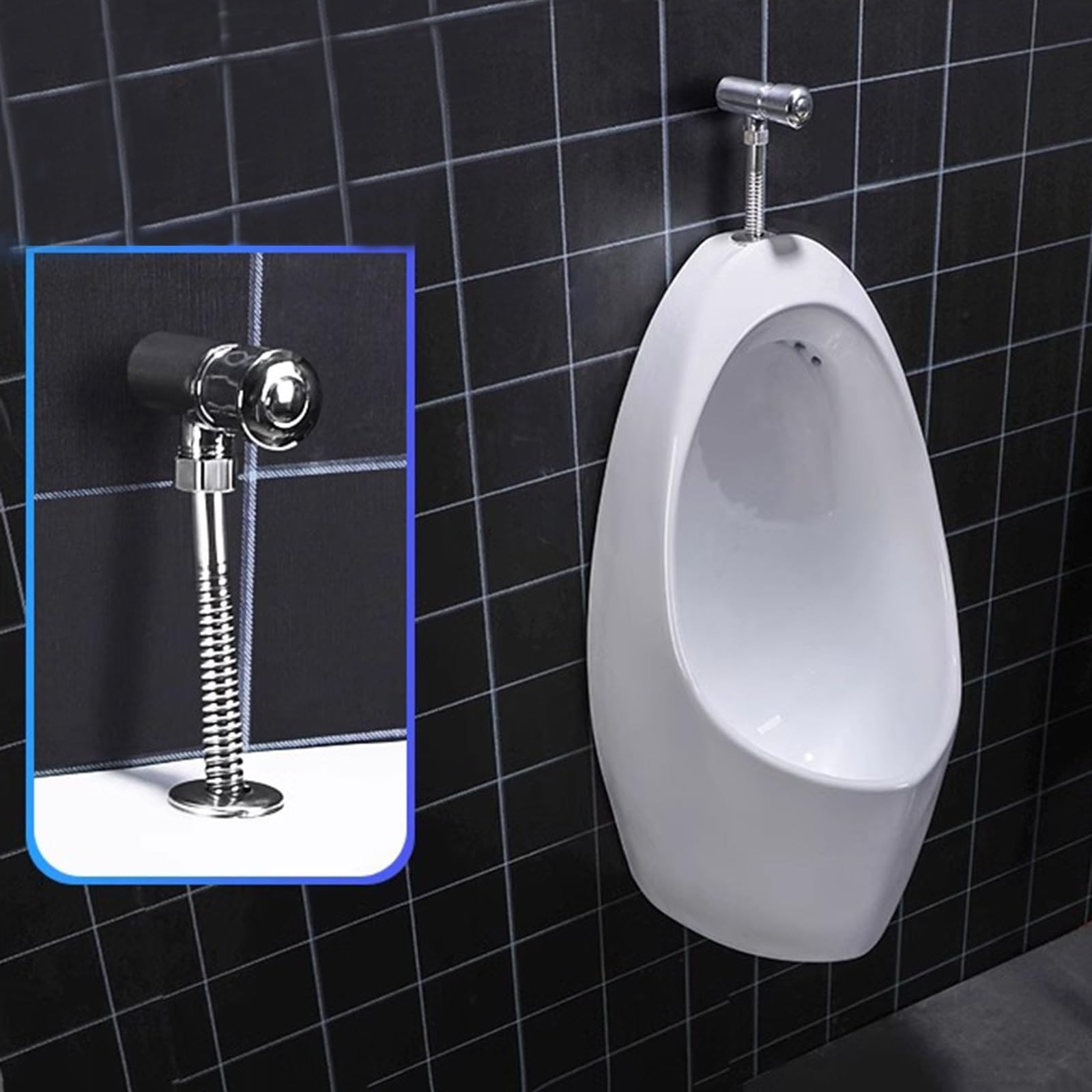 Ceramiczny Pisuar, Pisuar Męski ze Spłuczką, Montowany na Ścianie, z Zaworem Ręcznym, Pisuar o Wysokiej Wydajności, dla Rodzin, Hoteli, Rzędów Przyziemnych/ściennych