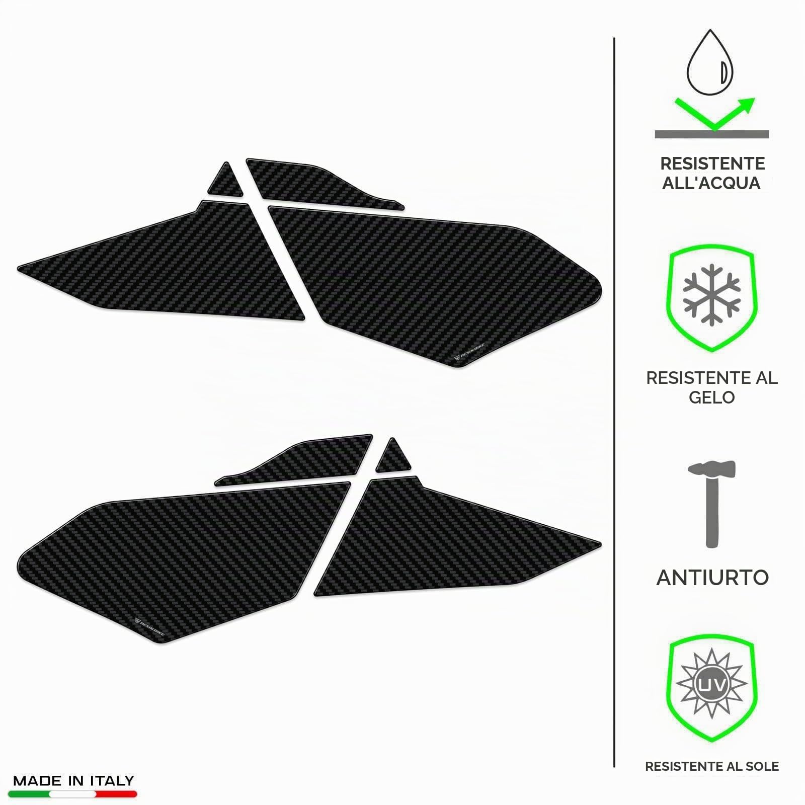 Resin Bike Adesivi Moto Compatibile con BMW R 1300 GS 2023-2026. Protezioni Para Telaio Centrale da Urti e Graffi. Adesivi Resinati Carboon Look con Effetto 3D Made in Italy