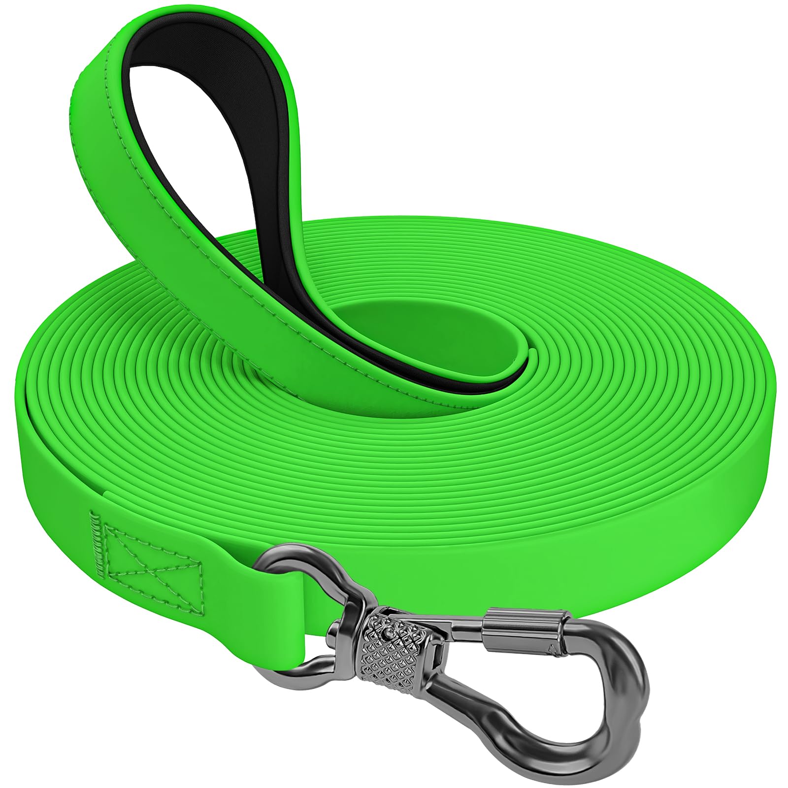 XXBEN Guinzaglio impermeabile, 10 m, gommato, moschettone, guinzaglio da corsa, taglia media, resistente, cinturino da polso
