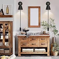 Vista 3 de ClanKin Juego de 2 apliques de pared enchufables, lámpara de pared para dormitorio industrial, lámpara de pared para baño, pasillo, sala de estar