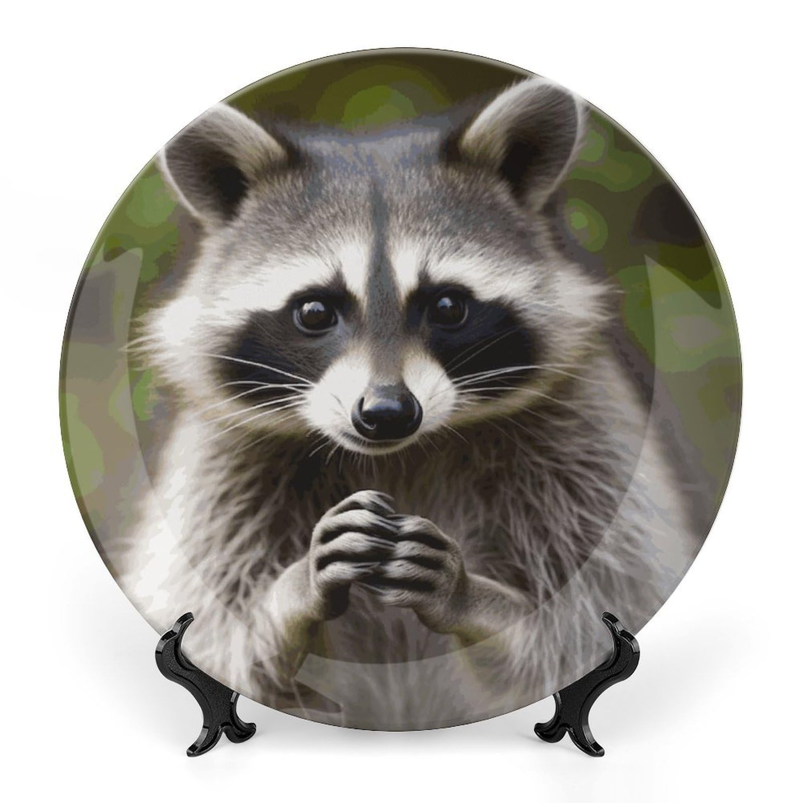 Assiette en porcelaine anglaise 25cm avec motif raton laveur élégant pour table raffinée