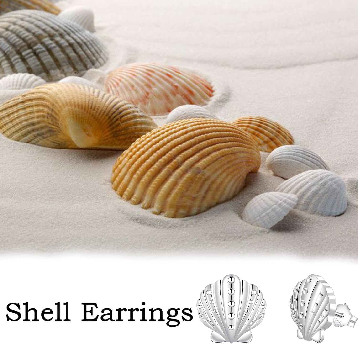 Seashell Stud Earrings for Women: S925 Sterling Silver Shell Beach Earrings Hypoallergenic for Sensitive Tiny Boho Vacation Everyday Summer Jewelry Gift