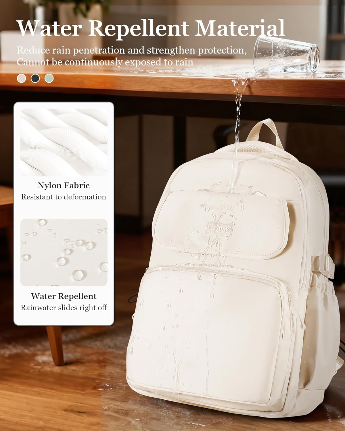 Cute Middle School Backpack For Teen Girls,Waterproof Casual Bookbags,Lightweight Travel Daypack,Basic Laptop College Backpack For Women(White) - Image 7