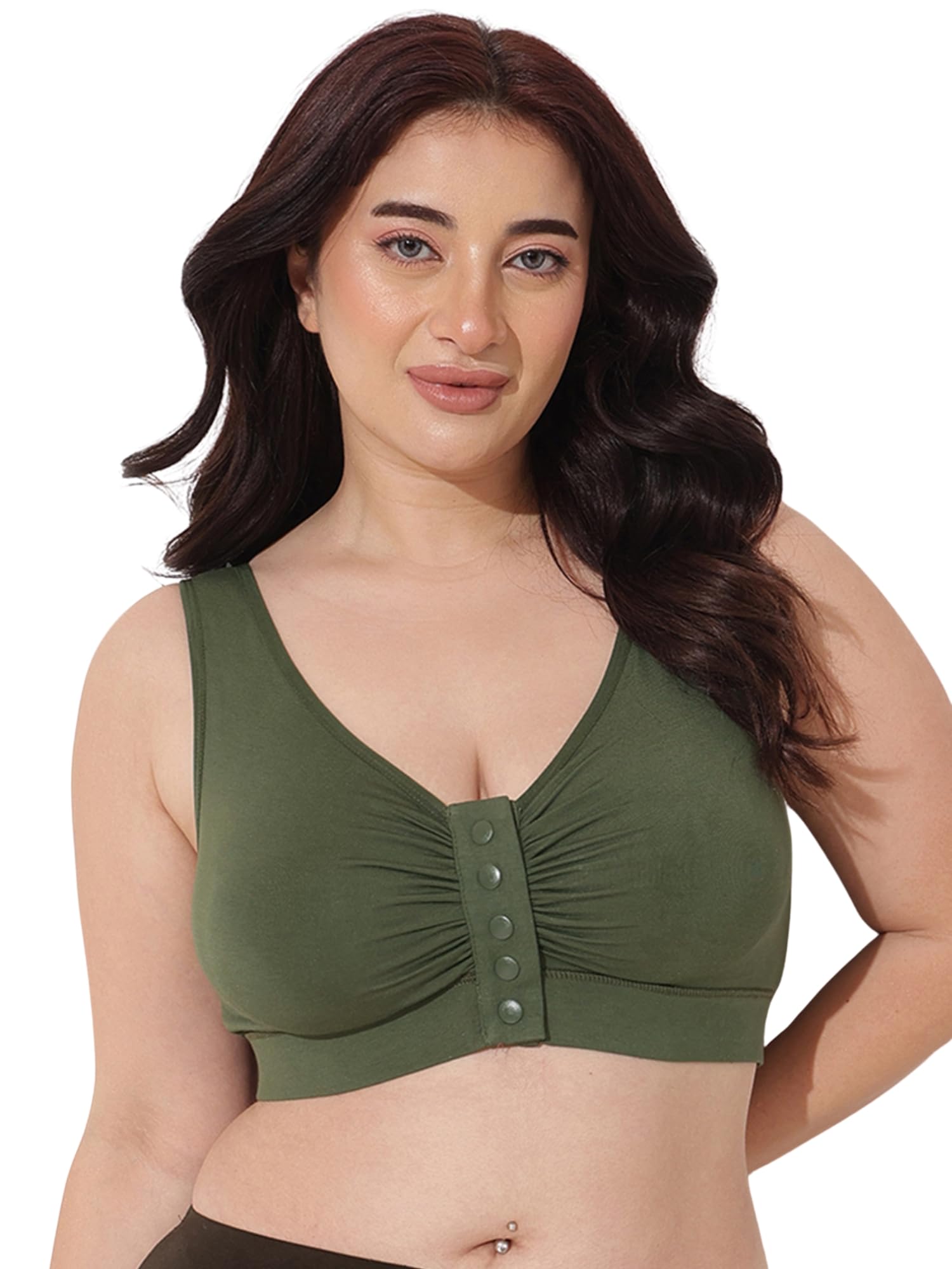 Ruched Maternity & Nursing Bra for Women | Front Open Feeding Bra | Soft Modal Fabric | Non-Padded, Wirefree | Post Pregnancy & Breastfeeding Bra-image-34