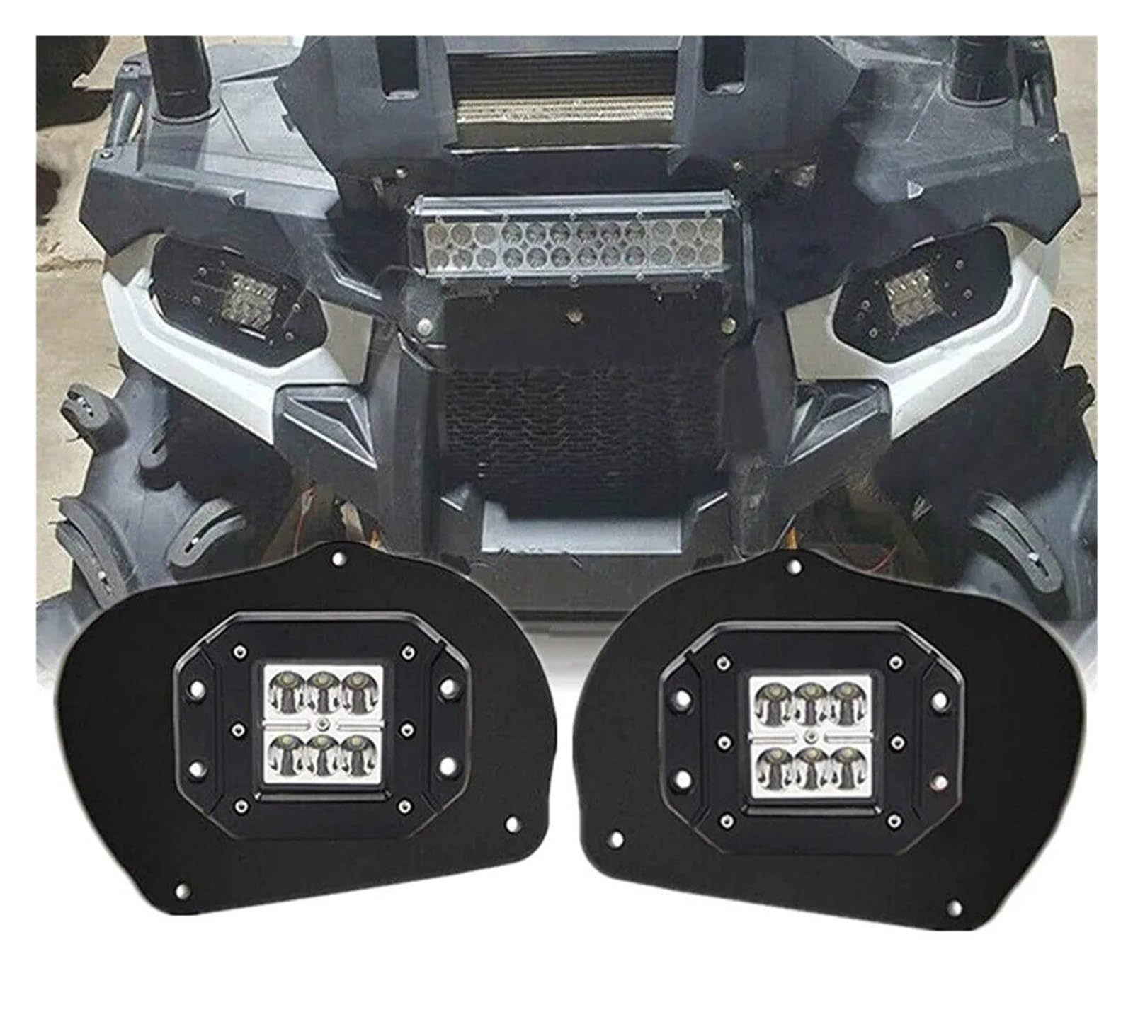 Fanale Anteriore Fari Moto 24W Per ATV Per UTV Accessori Per Polaris Per Sportsman 1000 850 570 Per RZR 800 900XP HA CONDOTTO Il Faro Luci Lavoro Kit Staffe(Flood Beam Set)