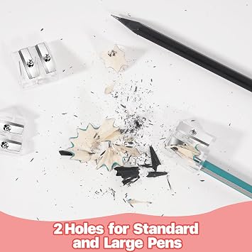 6 PCS Pencil Sharpener, Double-Hole Pencil Sharpener for Artist Sketching Pencils, Eyebrow Pencil,Cosmetic, Lip Liner Sharpener, Office, School Supplies