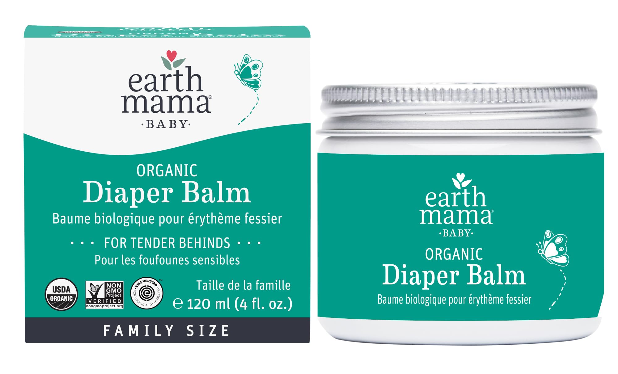 Earth MamaOrganic Economy Size Diaper Balm | Diaper Cream for Baby | EWG Verified, Petroleum & Artificial Fragrance-Free with Calendula for Sensitive Skin, 4-Fluid OunceUSDA OrganicEWG Verified