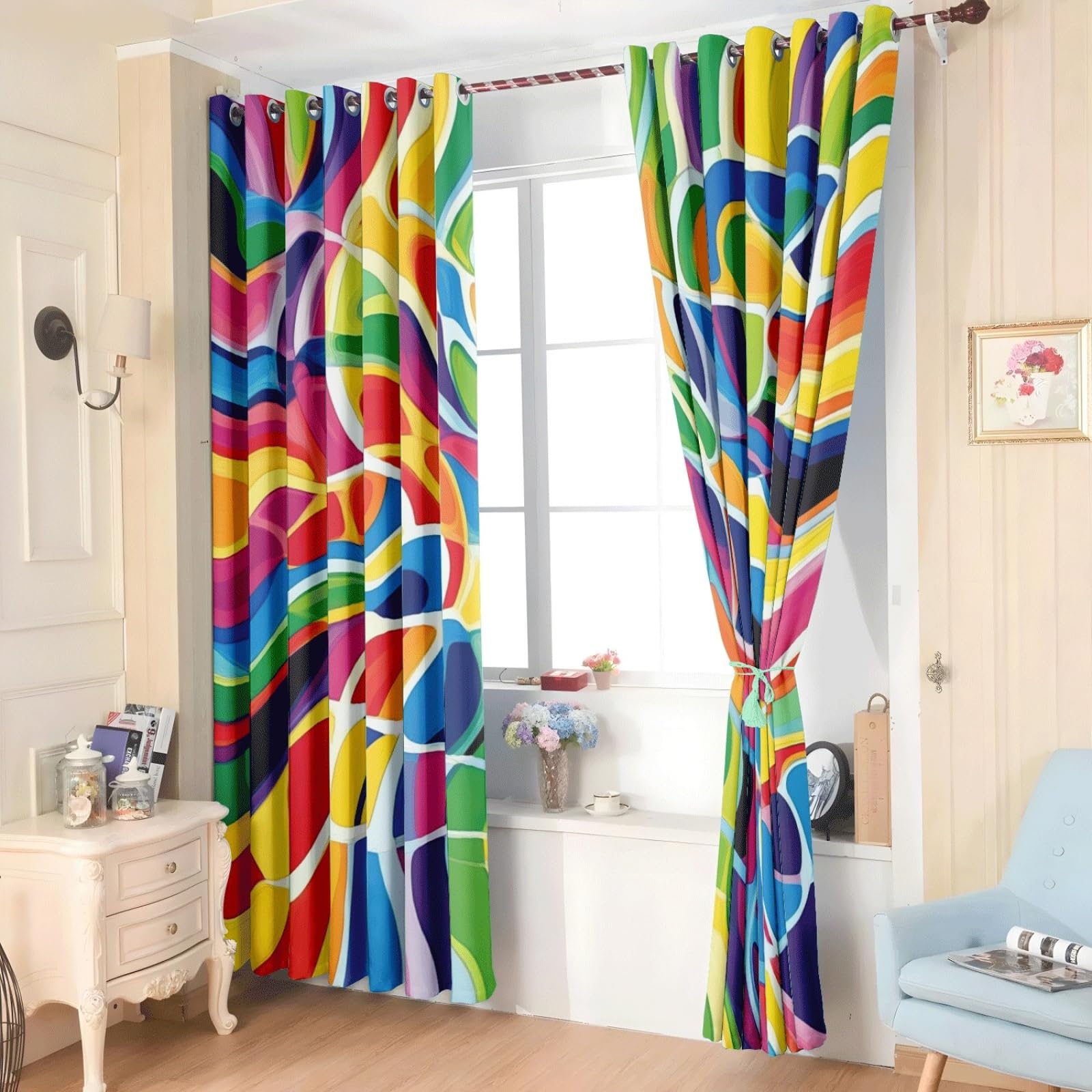 Curtain Grün Zitronengelb Gardinen Blackout Curtain Polyester Vorhang mit Ösen Waschbar Vorhänge Living Room Verdunklungsvorhänge Schlafzimmer Gardienen Vorhang Blickdicht 2x85x200cm