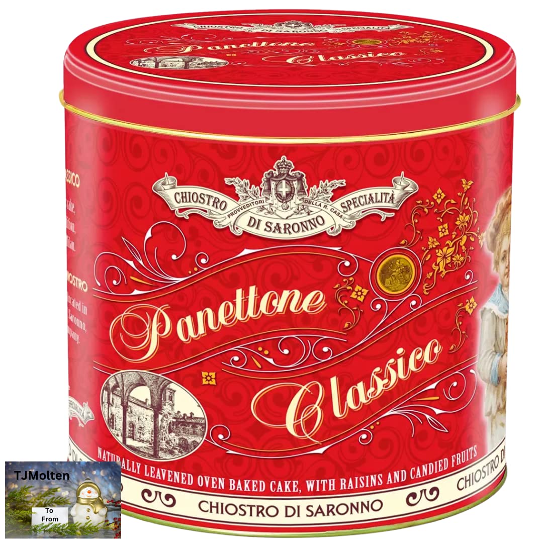 Panettone Italian - Italian Christmas Cake - Bakery Fresh Cake Gift in Panettone Tin | Panettone Italian Cakes made with raisins & fruits | Authentic Italian 1KG Panettone in Gift tin (Panettone Cake)