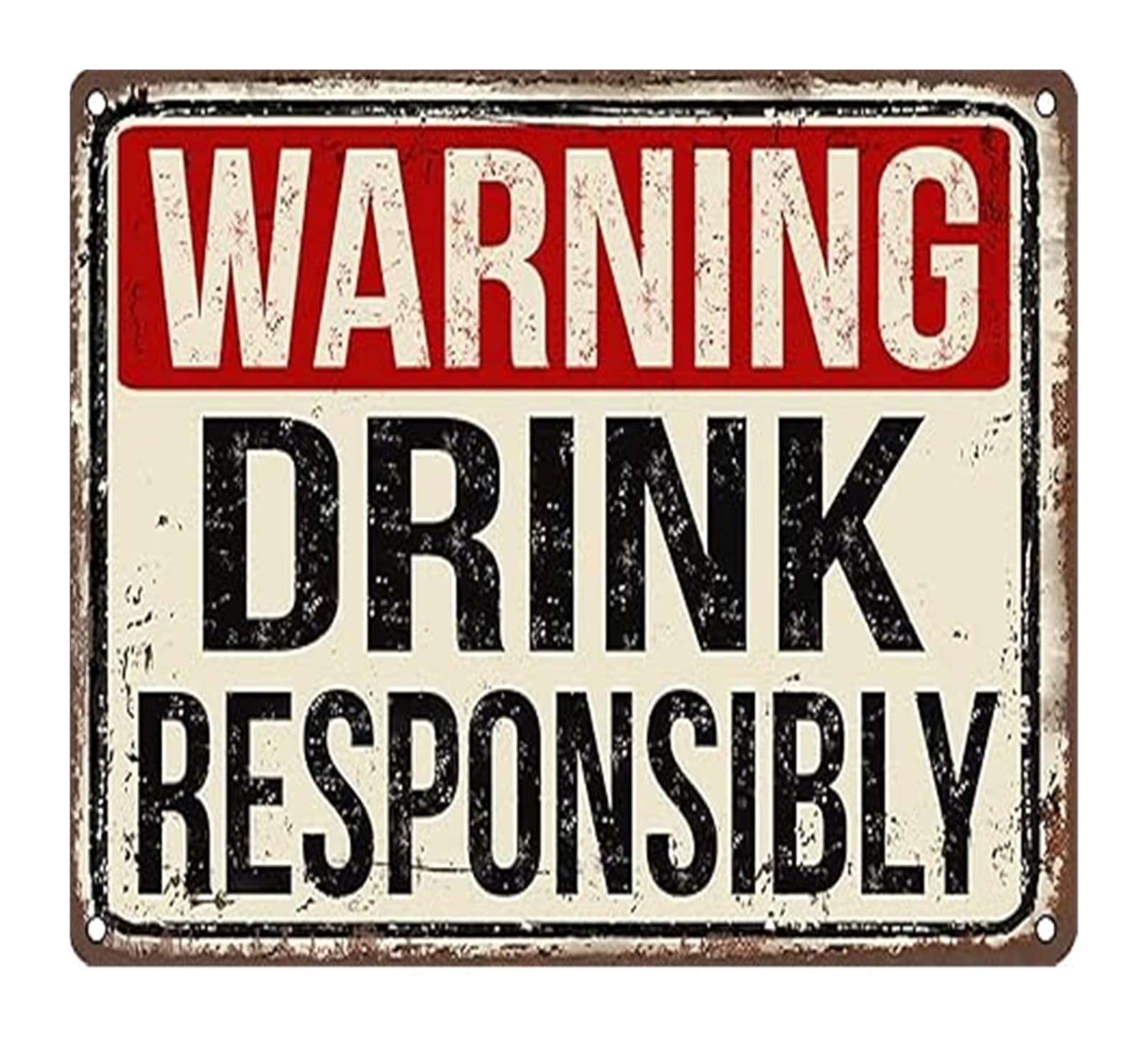 NWPNLXEA Vintage Drink Responsibly Beer Sign Metal Warning Sign for Pub Bar Man Cave Wall-Art (8 X 12 in)