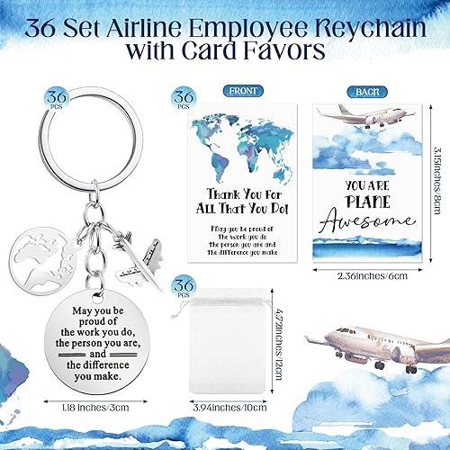 Miniatura 2 de Juego de 36 llaveros de avión, recuerdo de fiesta, asistente de vuelo, regalo de viaje, aventura, fiesta, recuerdo, tierra, avión con tarjetas de
