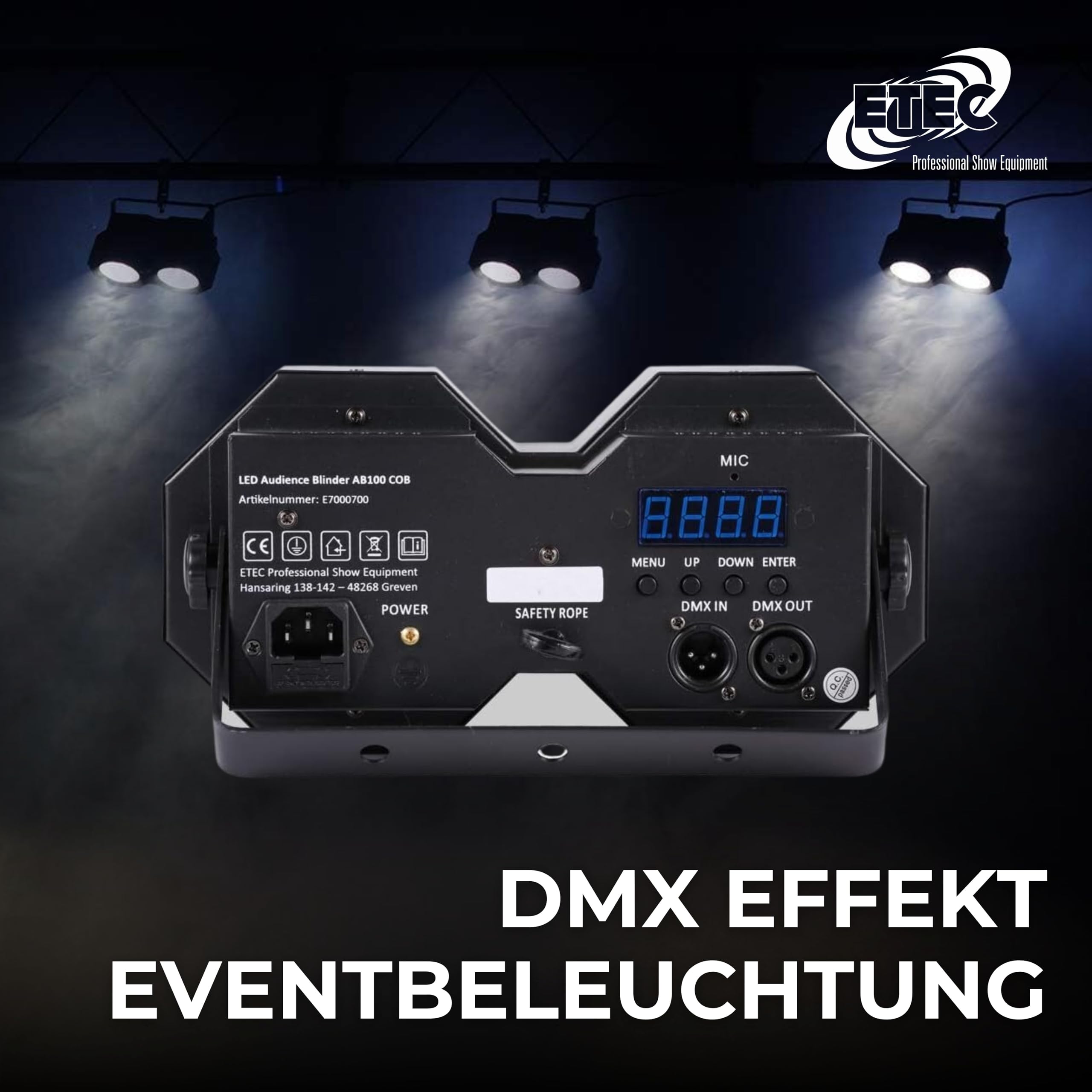 ETEC Professional LED Audience Blinder AB100 COB 2x50 Watt warmweiß DMX Effekt Bühne Club DJ Veranstaltung Eventbeleuchtung